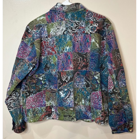 Addition by Chico's Women Patchwork Paisley Print Cotton Jacket Multi Color Sz 2 - Picture 6 of 6